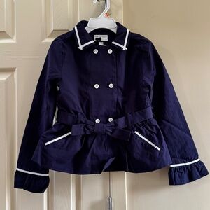 Janie and Jack Girl Navy Trench Coat Size 10-12 NWT